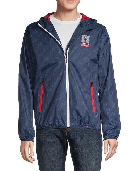 Prada America's Cup Hooded Windbreaker Jacket in Blue for Men | Lyst