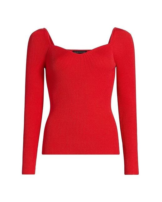 Tahari Red The Soraya Rib-Knit Sweater