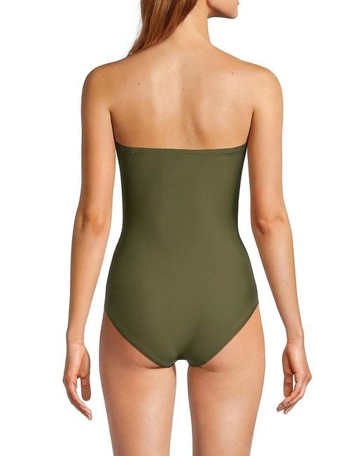 DKNY Natural Bandeau Ruched One Piece Swimsuit