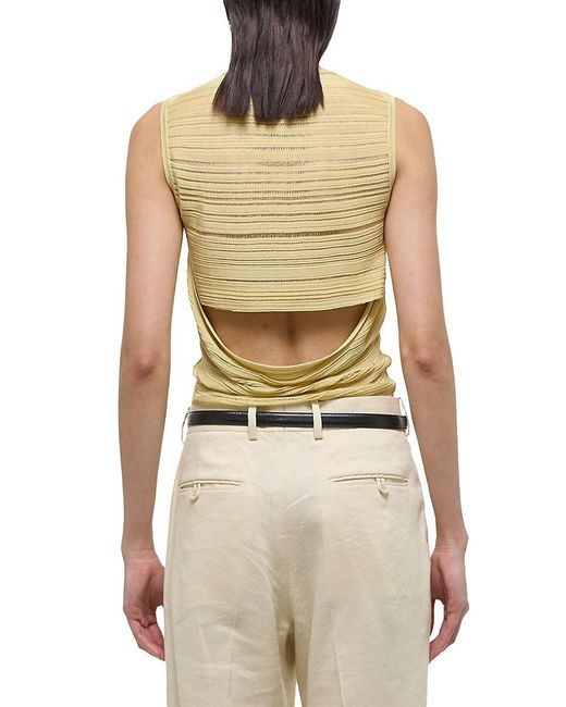 Helmut Lang Natural Ribbed Open-Back Tank