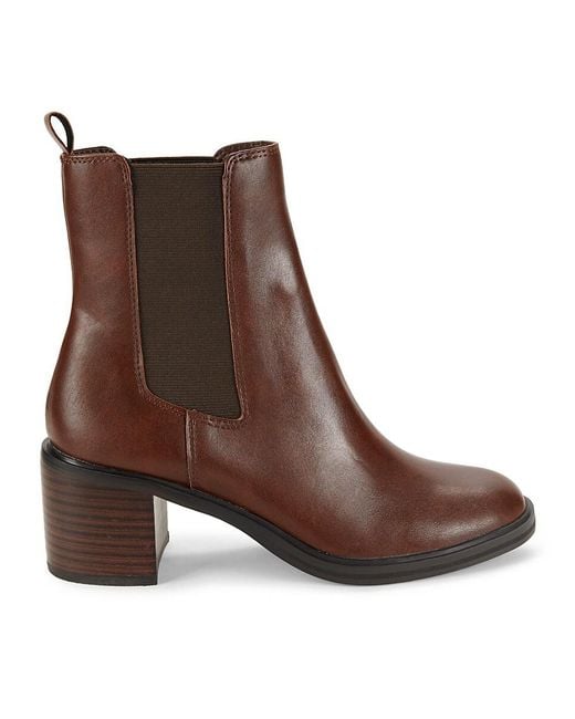 Saks Fifth Avenue Brown Chloe 55mm Stacked Heel Ankle Boots