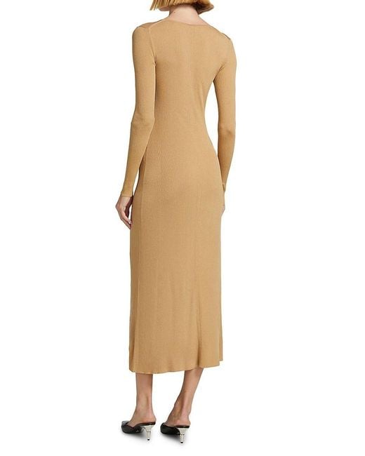 Proenza Schouler Natural Athena Rib-Knit Button-Front Dress