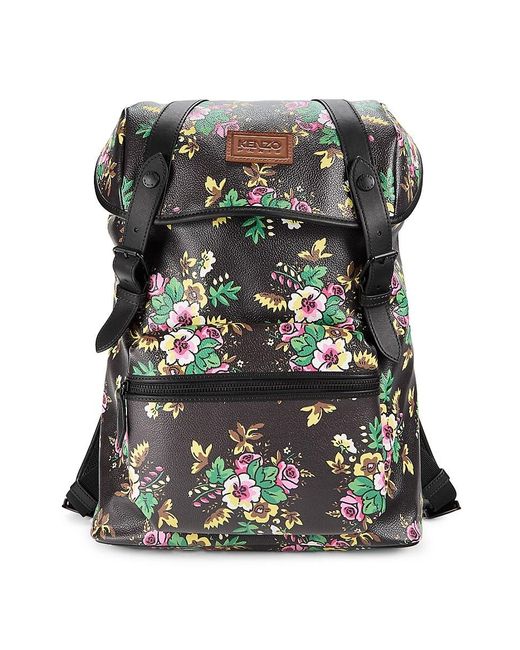 KENZO Green Floral Backpack for men