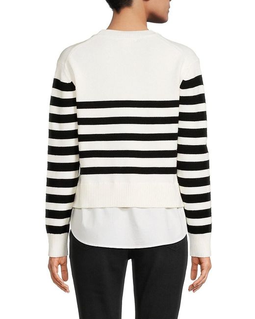 Design History White Striped Twofer Sweater