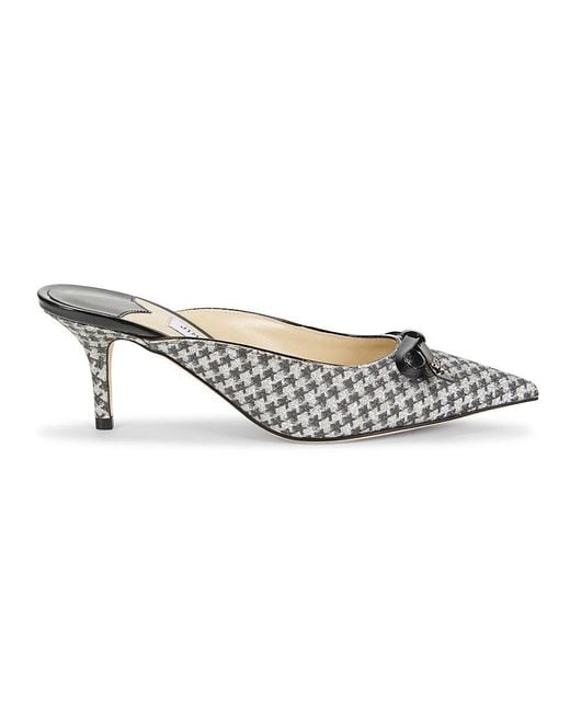 Jimmy Choo Metallic Scarlette 65Mm Houndstooth Pointed-Toe Mules