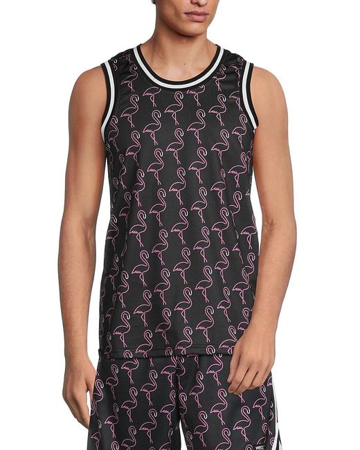 Wesc Black 'Flamingo Basketball Tank for men