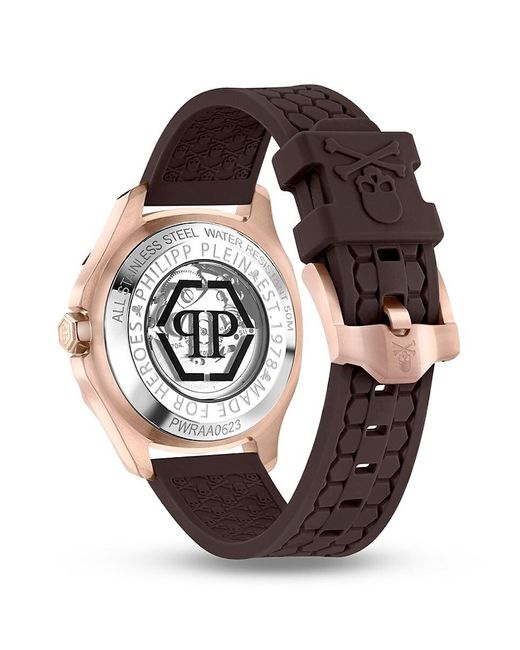 Philipp Plein Metallic 42mm Stainless Steel & Silicone Strap Automatic Watch for men