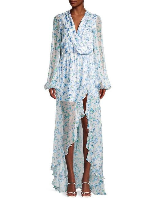 Caroline Constas Vivian Floral-print Silk Gown in Blue | Lyst Canada
