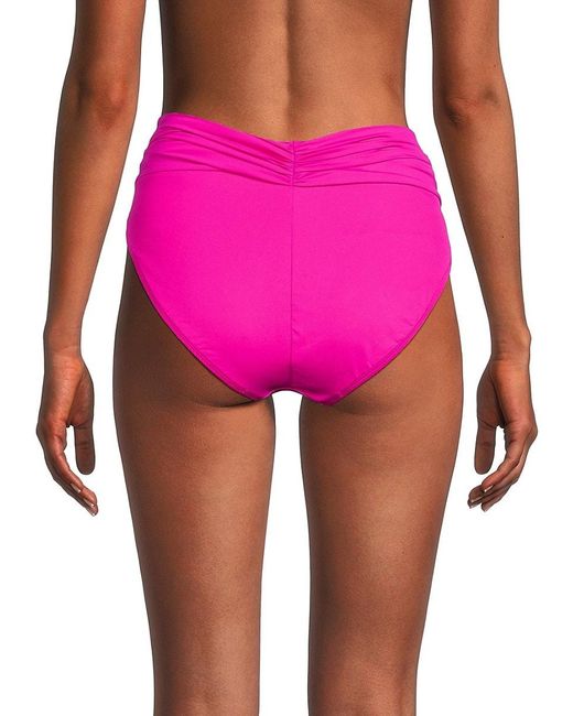 La Blanca Pink Solid Shirred Bikini Bottom