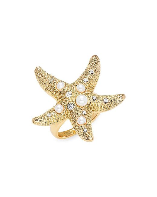 Kate Spade Metallic Plated Brass, Cubic Zirconia & Faux Pearl Starfish Ring