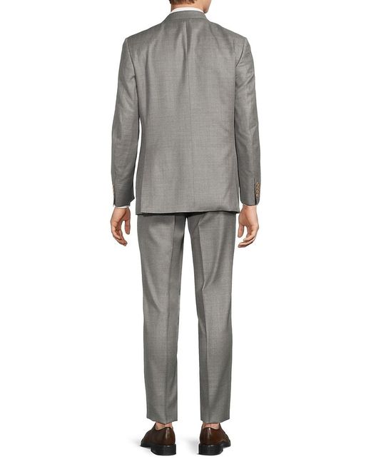 Canali Gray Solid Wool Two-Button Modern-Fit Suit for men