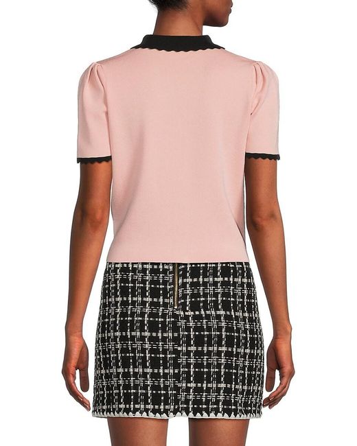 Laundry by Shelli Segal Black Scalloped-trim Contrast Sweater