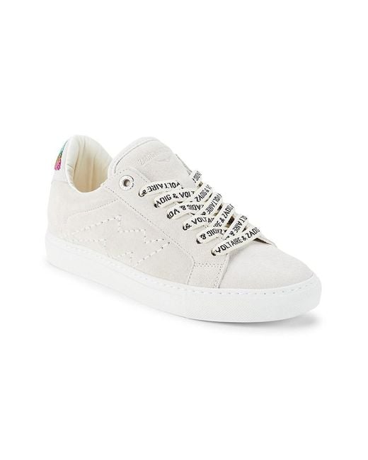 Zadig & Voltaire White La Flash Beaded Sneakers