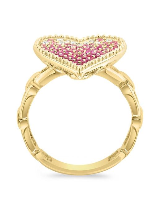 Effy Pink 14K, Sapphire & Diamond Heart Ring