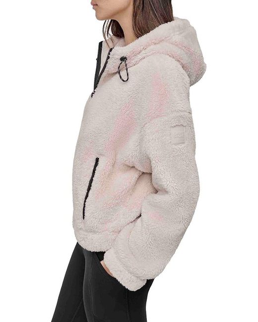 DKNY Black Faux Shearling Hooded Zip Jacket