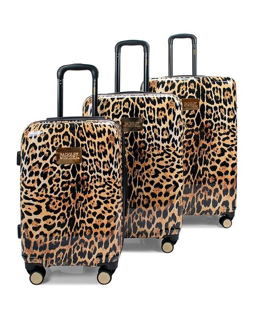 Badgley Mischka Synthetic 3piece Leopardprint Spinner Suitcase in
