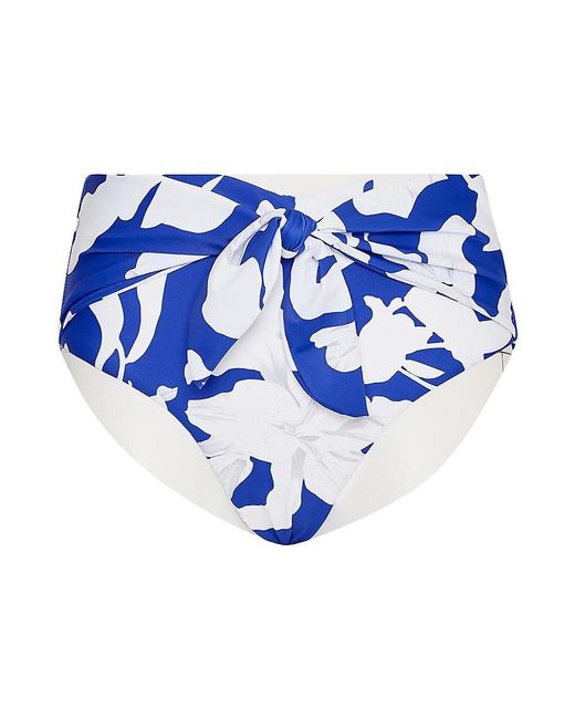 MILLY Blue Lily Floral High-waisted Bikini Bottom
