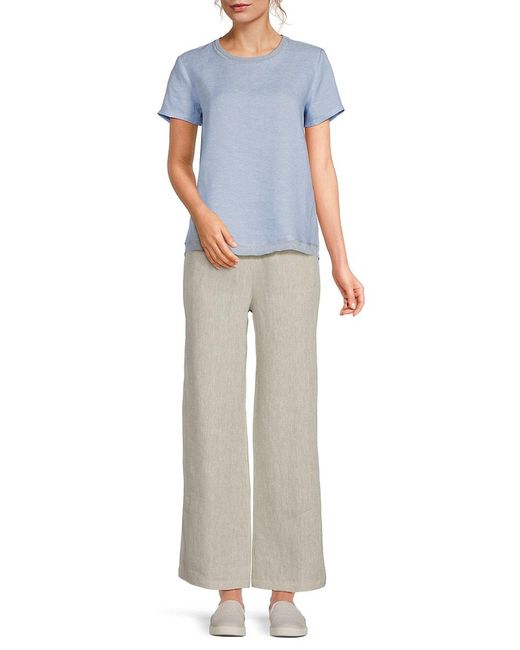 Saks Fifth Avenue White 100% Linen T-Shirt