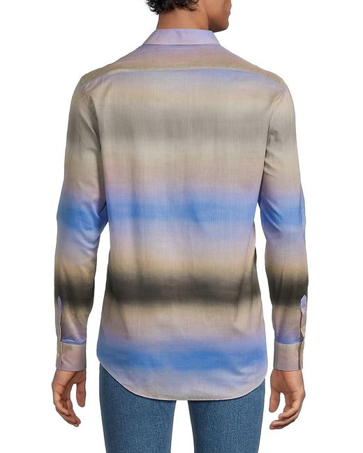 Paul Smith Blue Tie-Dye Cotton Shirt for men