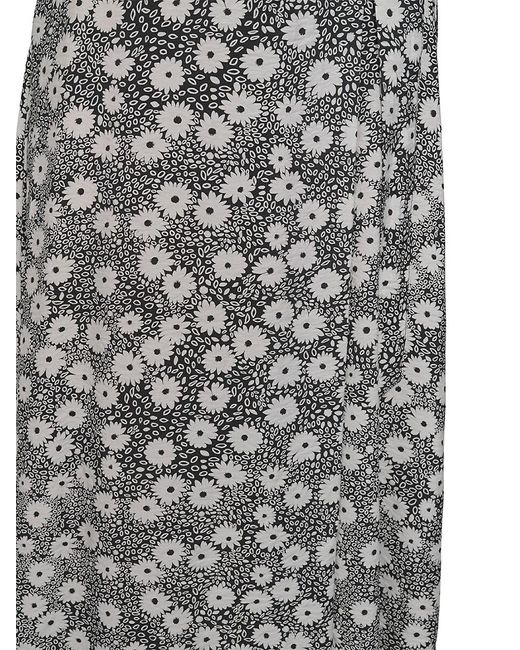 DKNY White Floral Faux Wrap Midi-Dress