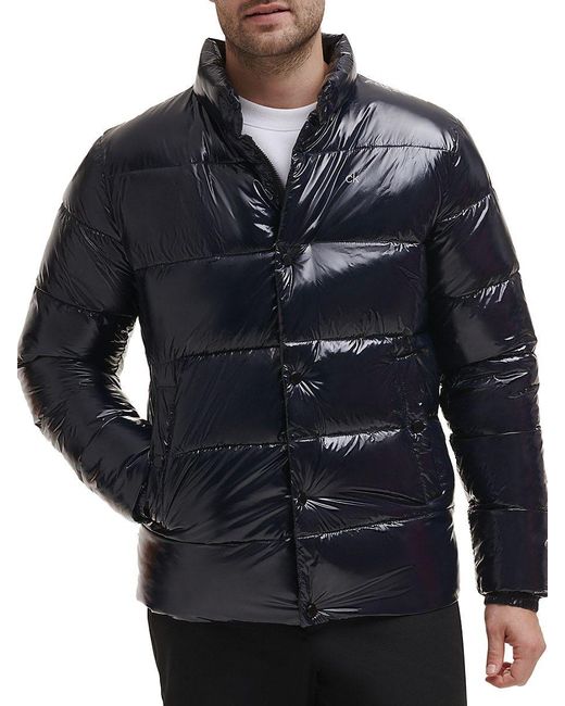 Calvin Klein Sheen Water-resistant Down Puffer Jacket in Black for Men ...