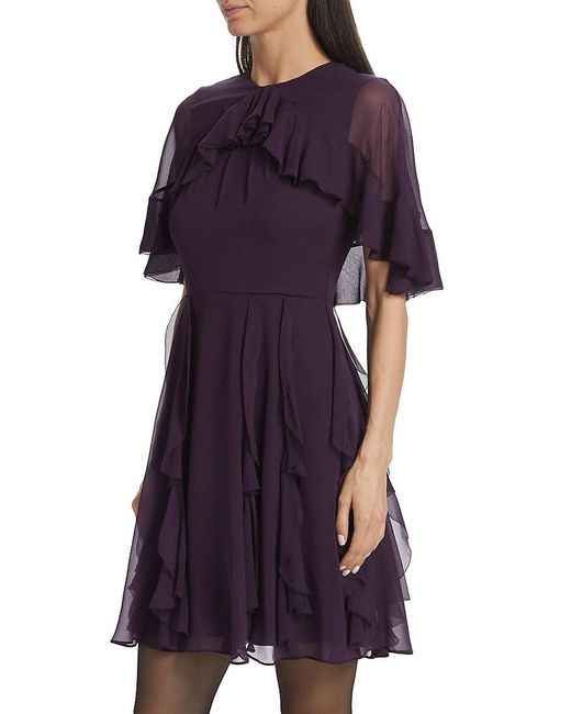Jason Wu Purple Chiffon Ruffle Cape Minidress