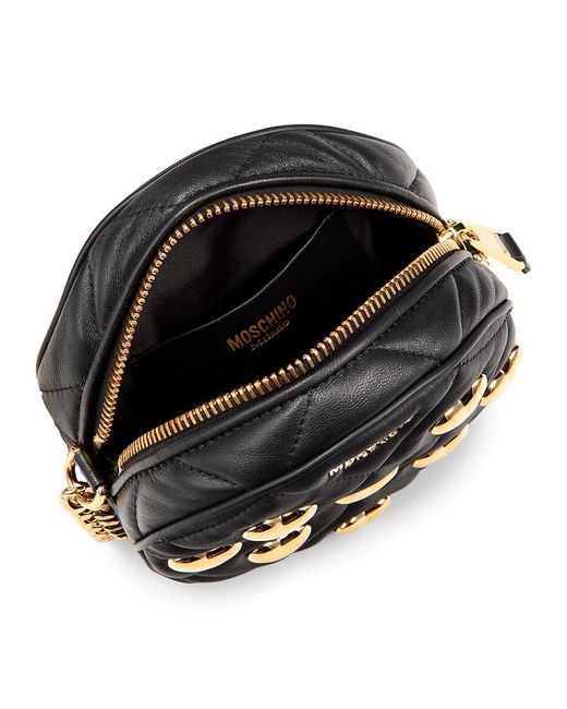 Moschino Black Heart Quilted Nappa Leather Shoulder Bag
