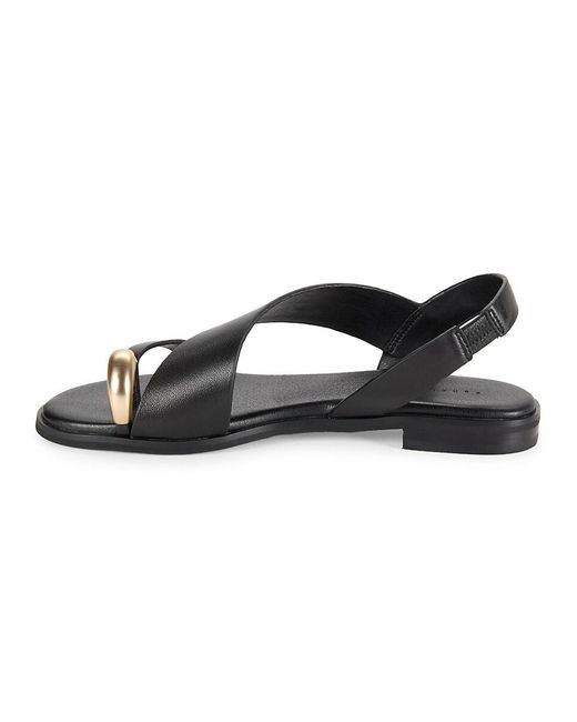 Sanctuary Black Toe Ring Slingback Flat Sandals
