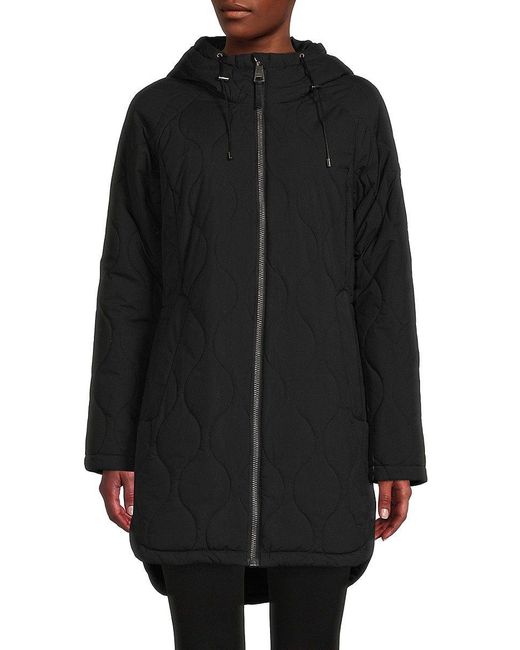 DKNY Quilted Parka in Black Lyst
