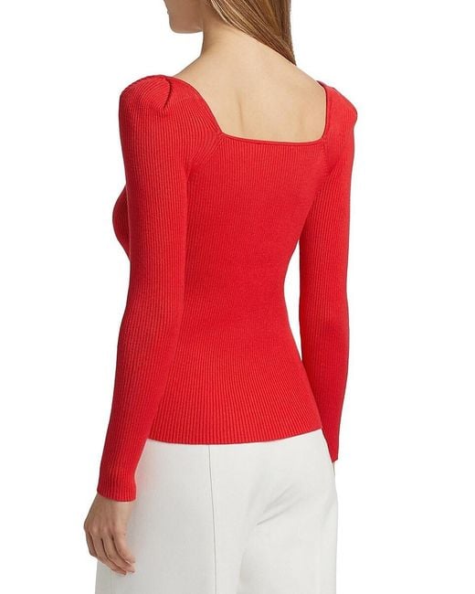Tahari Red The Soraya Rib-Knit Sweater