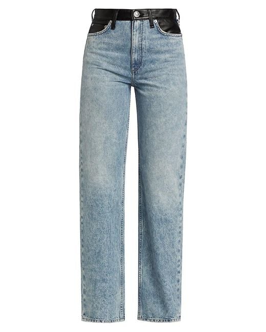 Rag & Bone Blue Shea High-Rise Straight-Leg Combo Jeans