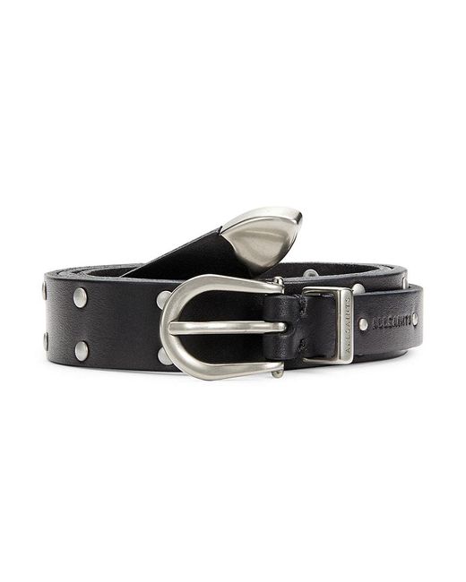 AllSaints Black Embellished Leather Belt