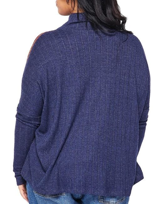 Baea Blue Plus Pointelle Turtleneck Sweater