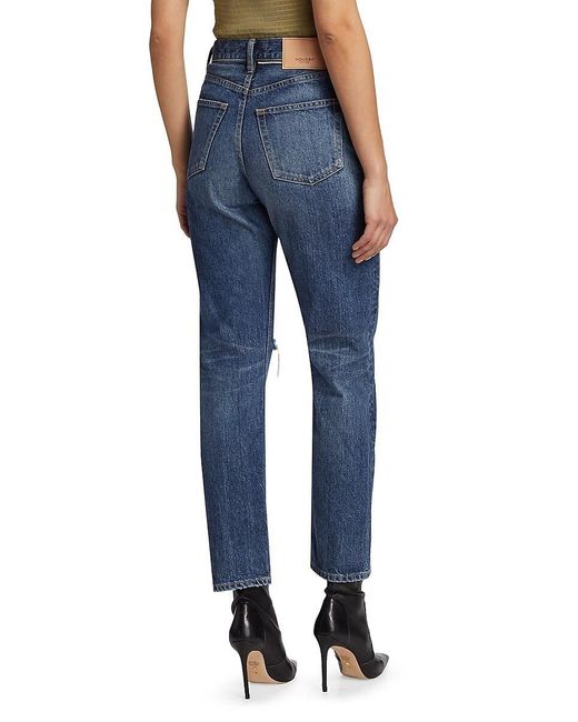 Moussy Blue Widstoe High-Rise Distressed Straight-Leg Jeans