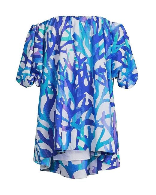MILLY Blue Jamie Under The Sea Cotton Oversized Minidress