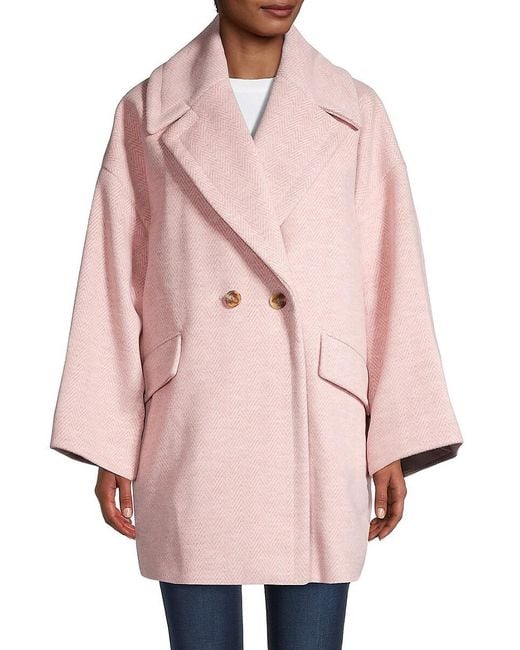 Ted Baker Juliet Chevron Dropped Shoulder Coat in Pink | Lyst