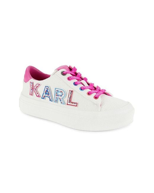 Karl Lagerfeld Pink Gida Embellished Logo Sneakers