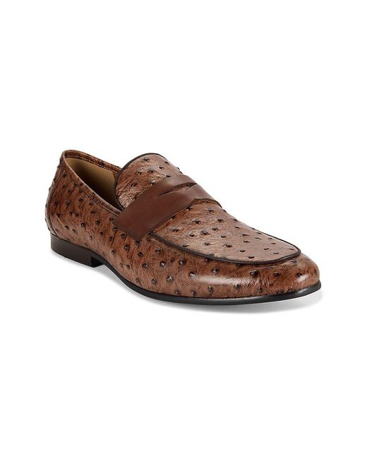 Saks Fifth Avenue Brown Otto Leather Penny Loafers for men