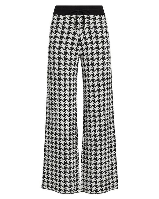 Saks Fifth Avenue Natural Houndstooth High-Rise Straight-Leg Pants