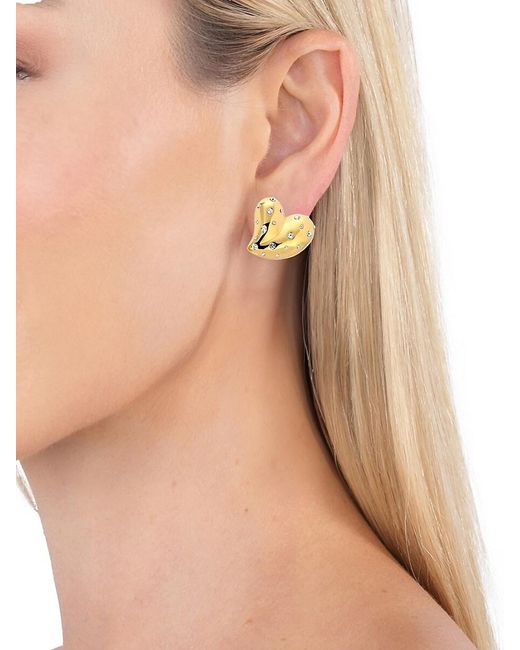 Eye Candy LA Metallic Luxe Jamila 14k Goldplated & Cubic Zirconia Heart Stud Earrings