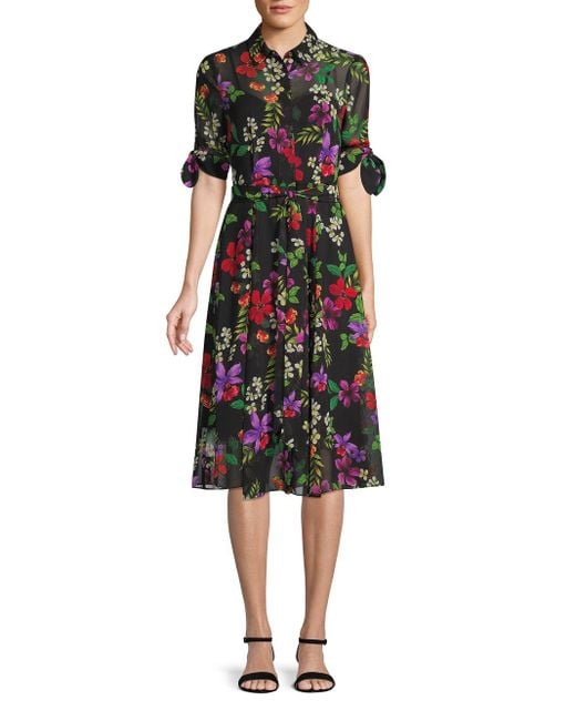 Calvin klein floral chiffon shirtdress deals