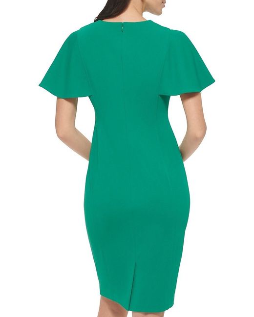 Calvin klein flutter cape sleeve v back sheath dress hotsell