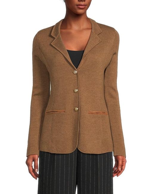Bruno Magli Brown Merino Wool Knit Blazer