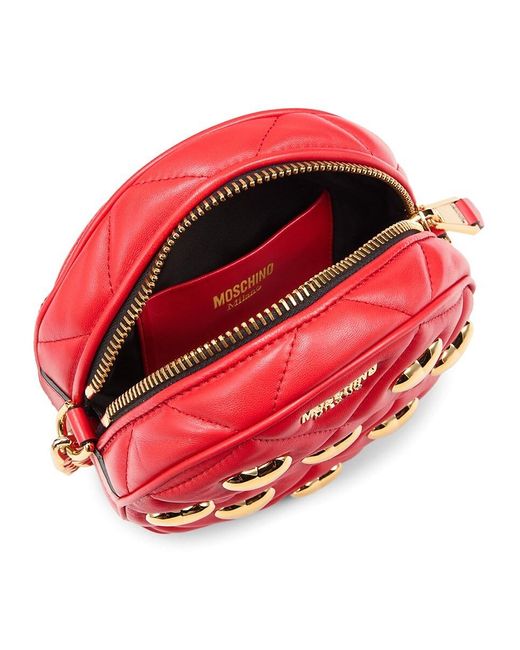 Moschino Red Quilted Leather Crossbody Bag