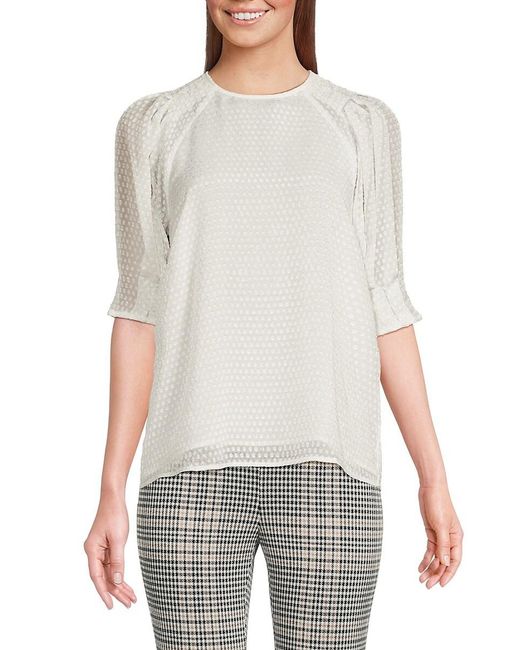 Tommy Hilfiger White Pleated Textured Top