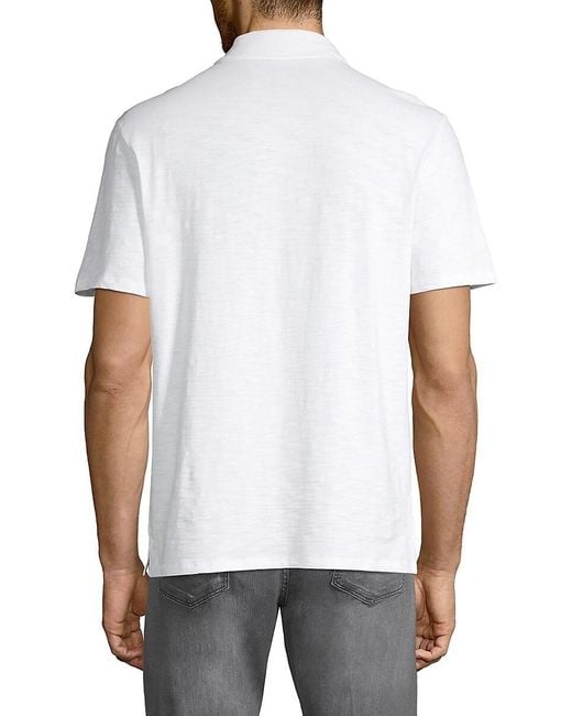 Vince White Solid Short Sleeve Polo for men