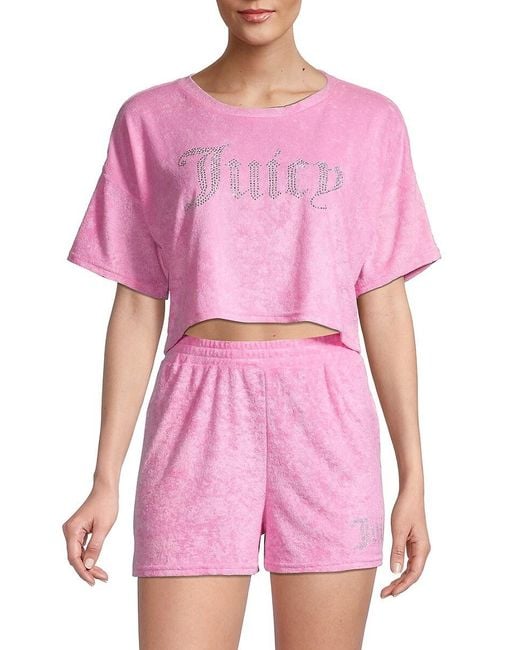 Juicy Couture Pink Two-piece Velour Pajama Set