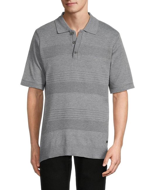 Buffalo David Bitton Gray Worden Quarter-Button Polo Shirt for men