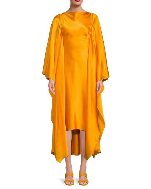 Cult Gaia Orange 'Kesia High Low Silk Midi Dress