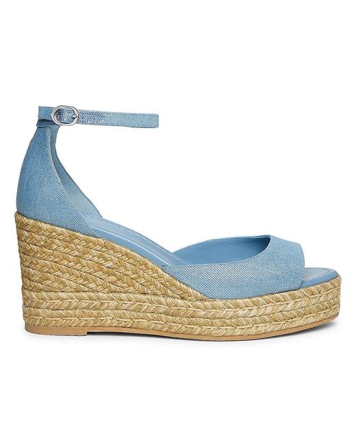Stuart Weitzman Blue Nudistia 85Mm Espadrille Wedge Sandals